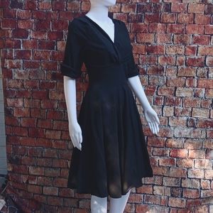 Unique Vintage Black Delores Swing Dress with Sleeves Size large